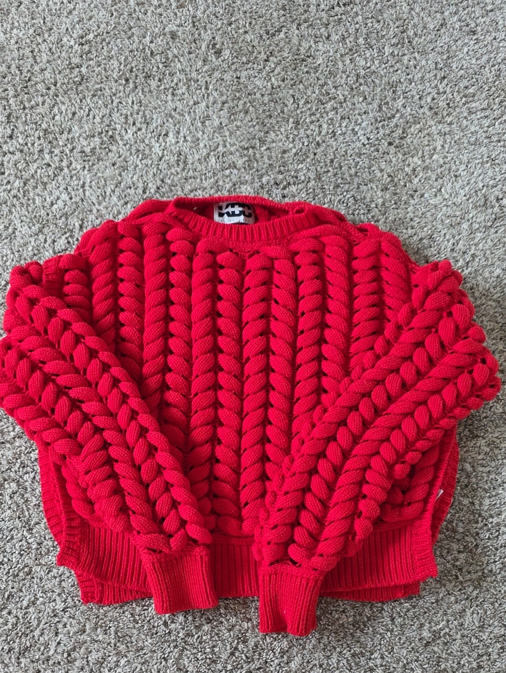 Chunky Cable Knit Sweater - Red